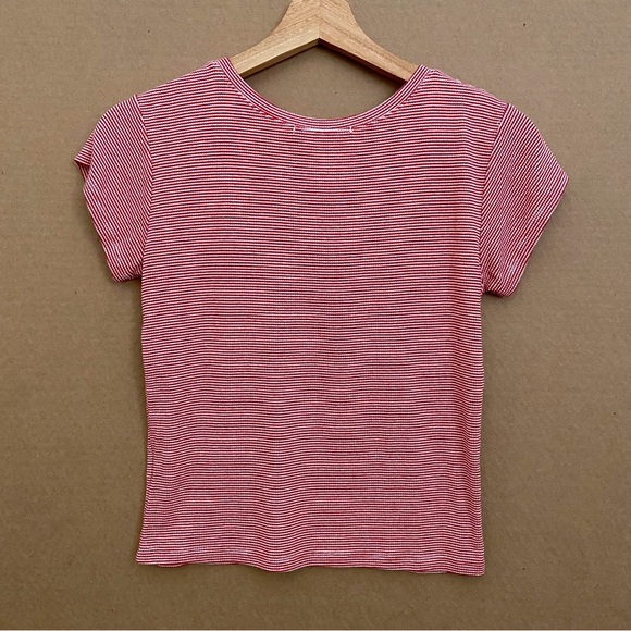 BRANDY MELVILLE Red + White Striped Stretchy Tee - Picture 6 of 7